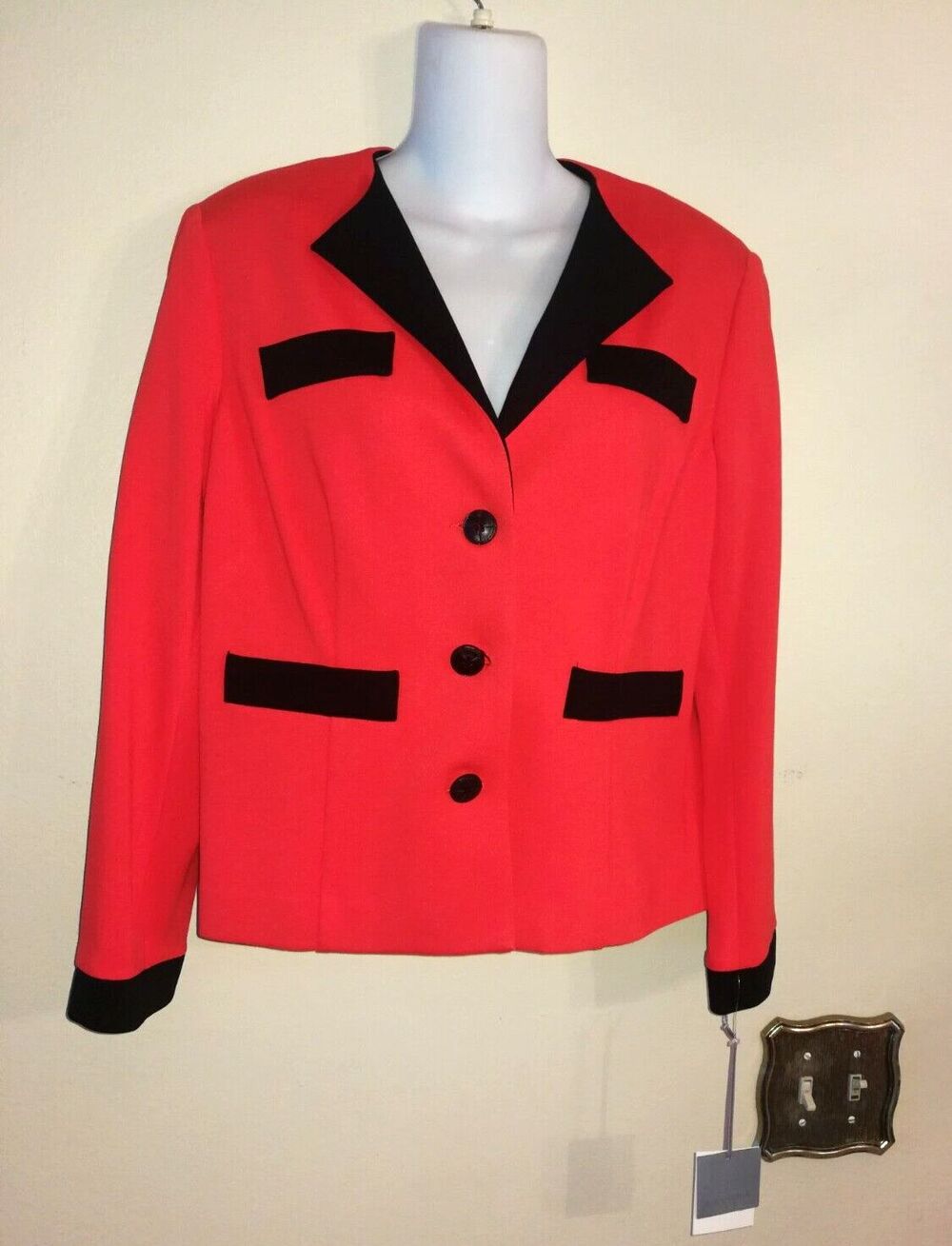 New with tag Women Amazing Tavora Coral Red Black Stretch Jacket Sz 12P was $246